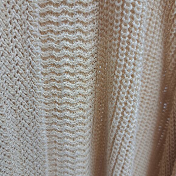 Lauren Ralph Lauren Womens‎ Cardigan M 100% Linen Open Front Knit Sweater Beige - Picture 6 of 6